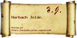 Harbach Jolán névjegykártya